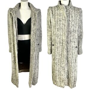 PIERRE DESMARAIS WINTER WOOL COAT WHITE GREY TRENCH COAT VINTAGE MADE IN CANADA